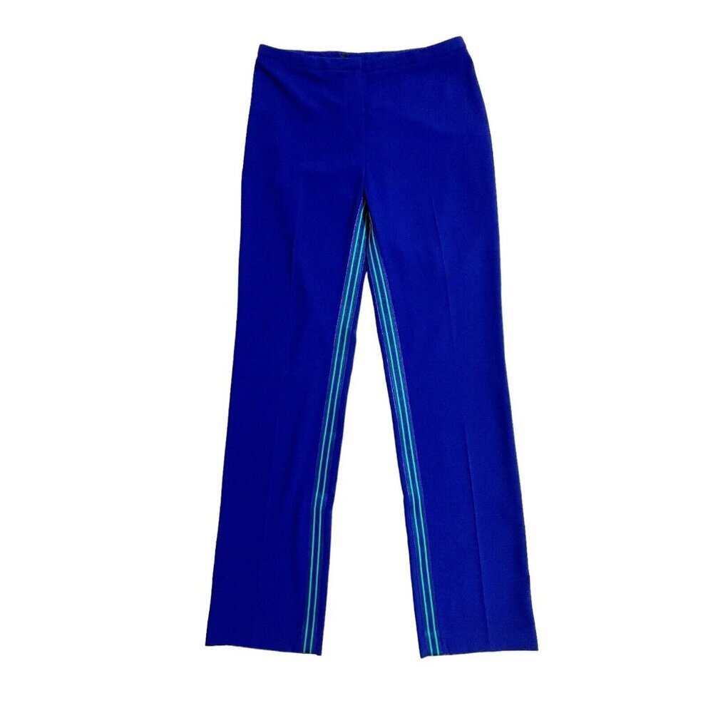 T Tahari Blue Dress Suit Pants Straight Leg Green Inseam Stripe SZ 4 New - Picture 4 of 11